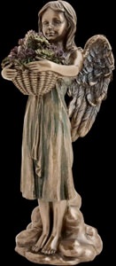 Engel figur med buket blomster dekorativ statuette